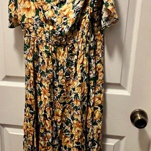 Floral Yellow and Green Dress